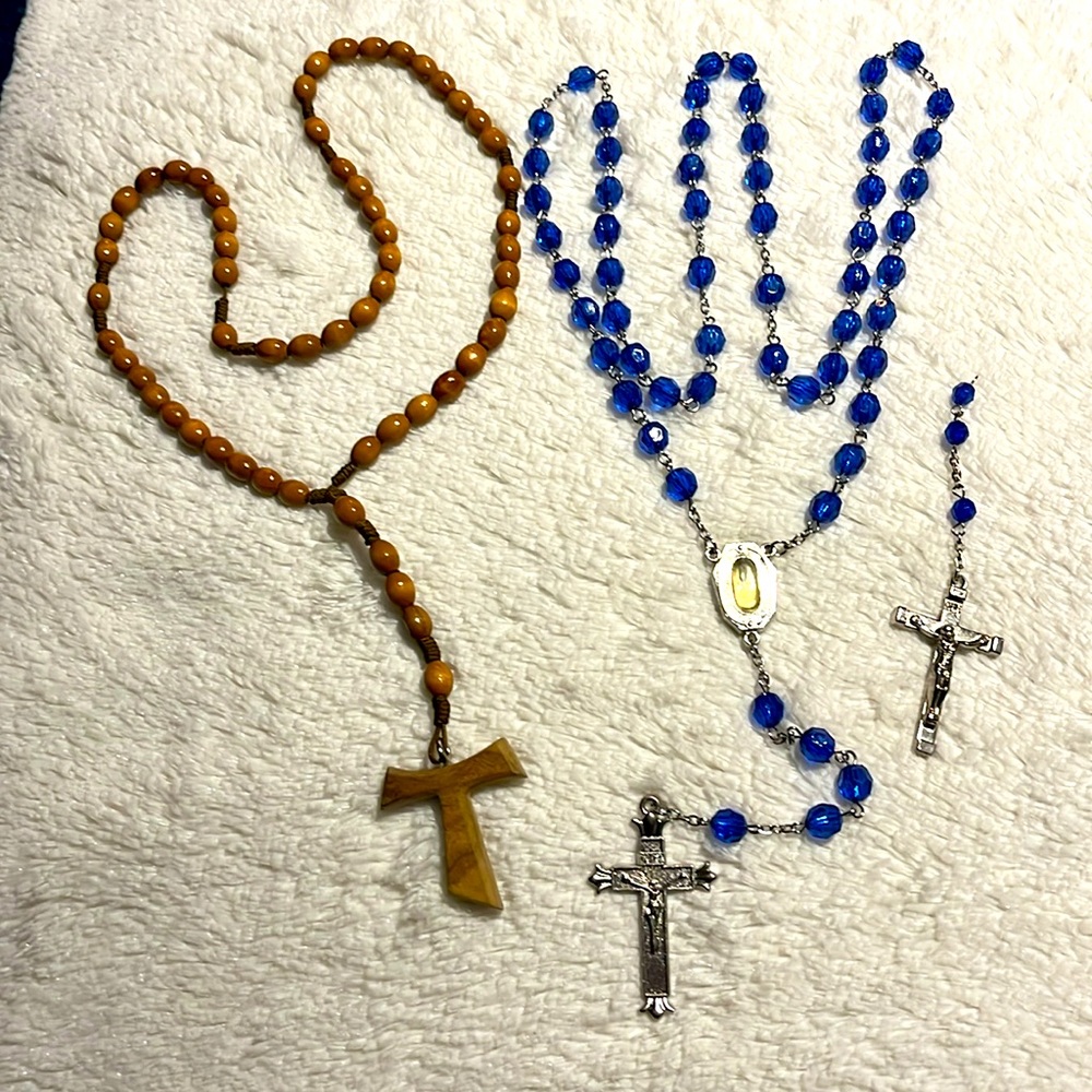 Tau rosary & Lourdes rosary